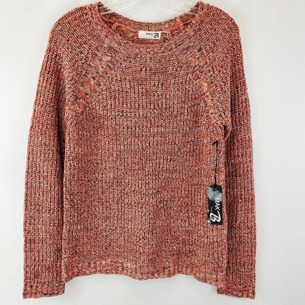 MAK B cozy knit confetti orange sweater NWT size large